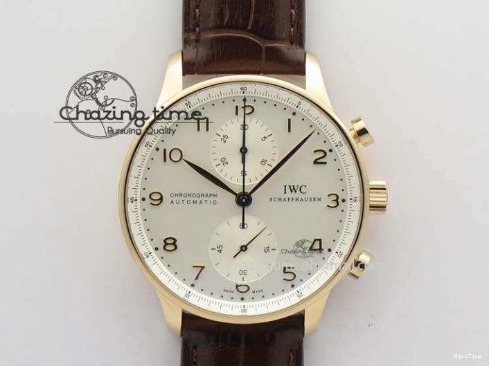 MIROTIME 0416 Portuguese Chrono RG IW371480 ZF 1:1 Best Edition White Dial On Brown Leather Strap A7750 V HighPerformance 7266